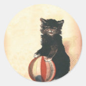 Sticker Rond Vintage HALLOWEEN Chat noir (Devant)
