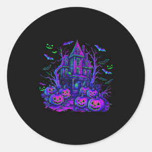 Sticker Rond Vintage Halloween Soky Scène Retro Citrouille Y Se
