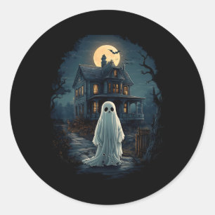 Sticker Rond Vintage Haunted House Midnight Éffrayant Fantôme e