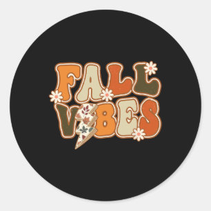 Sticker Rond Vintage Hello Automne Floral Super Automne Vibes A