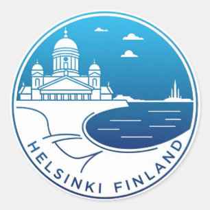 Sticker Rond Vintage Helsinki Finlande