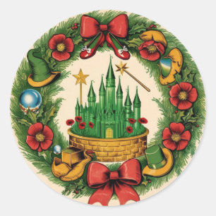 Sticker Rond Vintage Holiday Emerald City