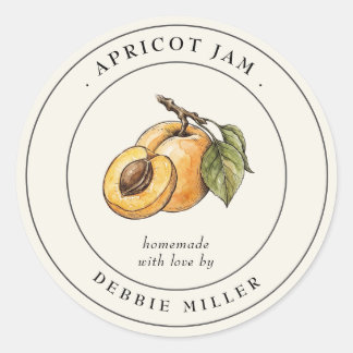 Sticker Rond Vintage Homemade Apricot Jam canning jar Label
