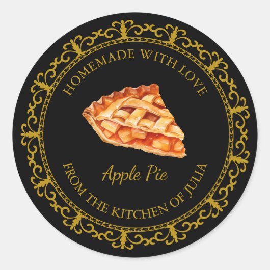 Sticker Rond Vintage Homemade Pie Label l Black (Devant)