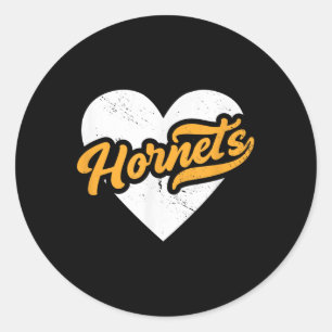 Sticker Rond Vintage Hornets Lycée Go Hornets Fierté Coeur