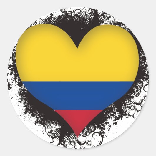 Sticker Rond Vintage I Love Colombie (Devant)