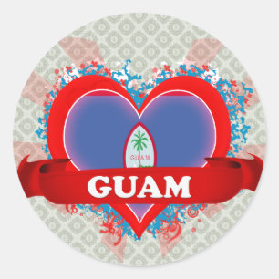 Sticker Rond Vintage I Love Guam