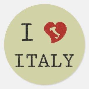 Sticker Rond Vintage J'aime l'Italie