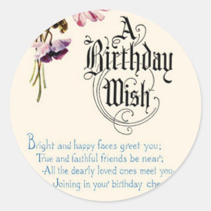 Sticker Rond Vintage Joyeux voeux d'anniversaire
