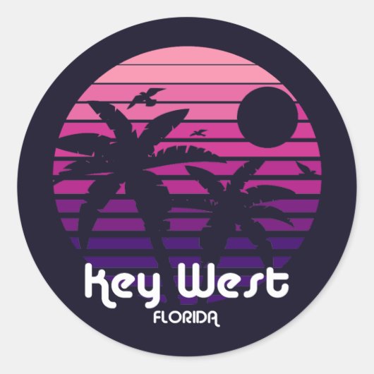 Sticker Rond Vintage Key West Floride (Devant)