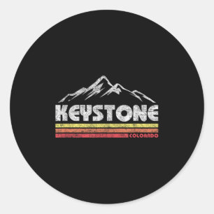 Sticker Rond Vintage Keystone Colorado Retro Mountain Bike Ski