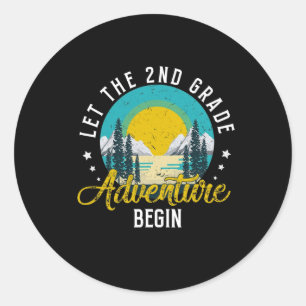 Sticker Rond Vintage Laisser L'Aventure De 2E Année Retourner À