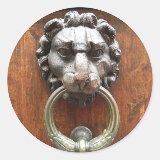 Sticker Rond Vintage Lion Door Knocker (Devant)