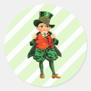 Sticker Rond Vintage Little Irish Boy St. Patrick's Day