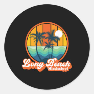 Sticker Rond Vintage Long Beach Mississippi Été 90s Plage So