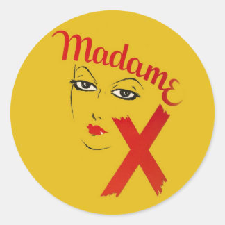 Sticker Rond Vintage Madame X Film Gras Graphisme Femme