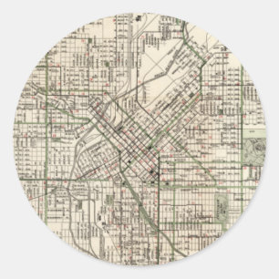 Sticker Rond Vintage Map of Denver Colorado