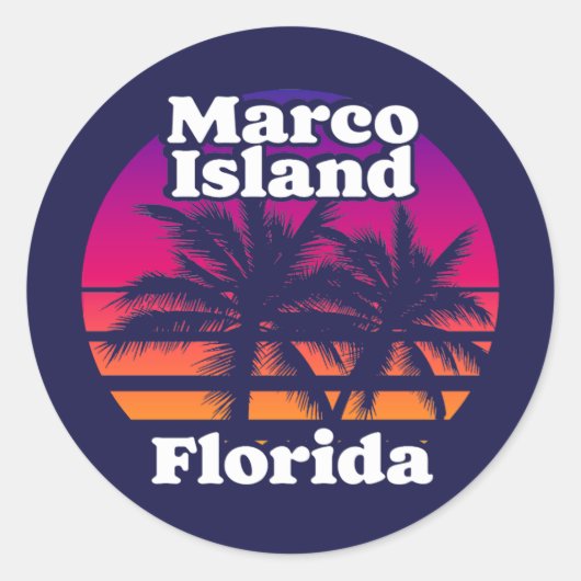 Sticker Rond Vintage Marco Island Beach Floride (Devant)