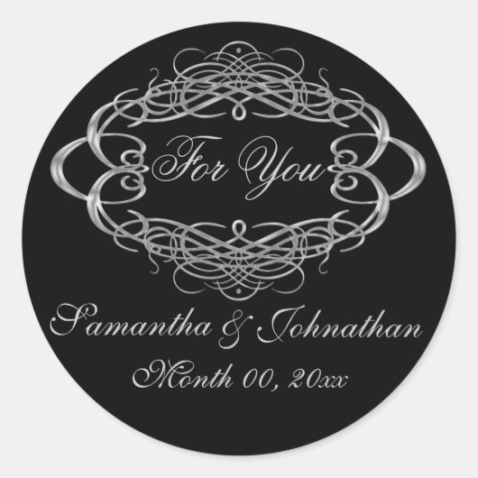 Sticker Rond Vintage mariage faveur "Pour vous" (Devant)