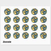 Sticker Rond Vintage Marigold Flowers Motif (Feuille)
