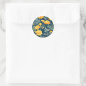 Sticker Rond Vintage Marigold Flowers Motif (Sac)