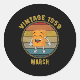 Sticker Rond Vintage Mars 1959 Chicken Nugget Rire en Détresse