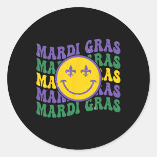Sticker Rond Vintage Mascarade Mardi Gras Parade de perles Supe