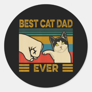 Sticker Rond Vintage Meilleur Chat Papa Jamais Drôle Chat Daddy