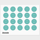 Sticker Rond Vintage Merci turquoise (Feuille)