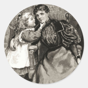 Sticker Rond Vintage mère et fille