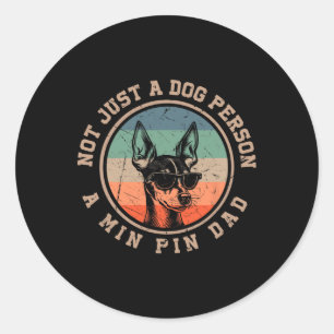 Sticker Rond Vintage Min Pin Papa Drôle Bernard Chien Papa Père