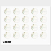 Sticker Rond Vintage Moderne Vert Eucalyptus Feuille Mariage (Feuille)