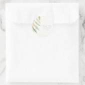 Sticker Rond Vintage Moderne Vert Eucalyptus Feuille Mariage (Sac)