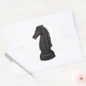 Sticker Rond Vintage morceau d'échecs noir (Enveloppe)