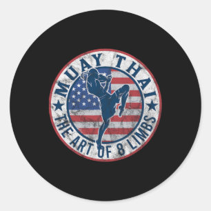 Sticker Rond Vintage Muay Thai Karate Boxe Mélange Arts Martiau