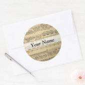 Sticker Rond Vintage Music Sheet (Enveloppe)