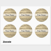 Sticker Rond Vintage Music Sheet (Feuille)