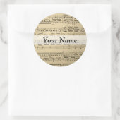 Sticker Rond Vintage Music Sheet (Sac)