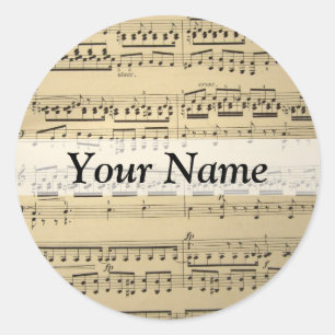 Sticker Rond Vintage Music Sheet