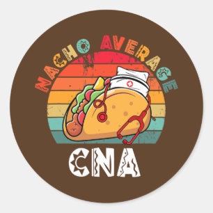 Sticker Rond Vintage Nacho Average CNA Taco Stethoscope Cinco