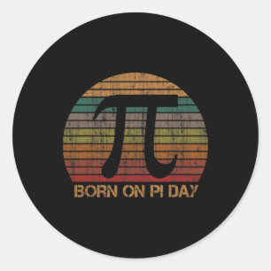 Sticker Rond Vintage Né Sur Pi Day Math Lovers Enseignant Birth