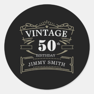 Sticker Rond Vintage N'Importe Quel Âge Thème Rustique