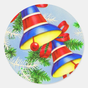 Sticker Rond Vintage Noël Noël cloches