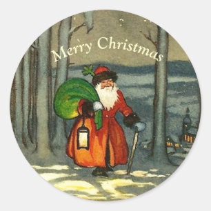 Sticker Rond Vintage Noël Père Noël