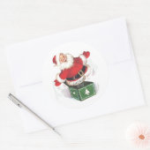 Sticker Rond Vintage Noël Père Noël Surprise (Enveloppe)