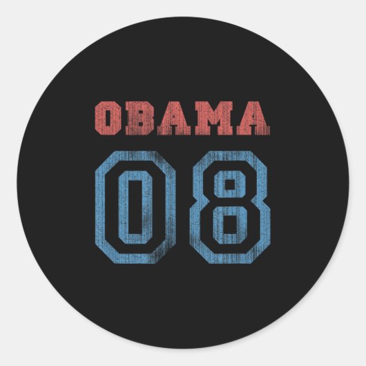 Sticker Rond Vintage Obama 08 (Devant)