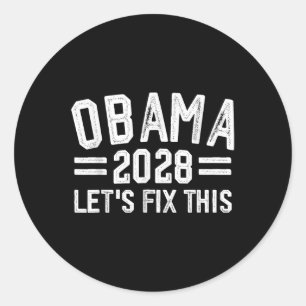 Sticker Rond Vintage Obama 2028 Un drôle d'élection politique p