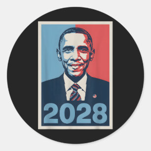 Sticker Rond Vintage Obama 2028 Un drôle d'élection politique p
