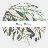 Sticker Rond Vintage Olive Branch Joyeuses Fêtes (Devant)