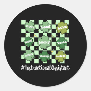 Sticker Rond Vintage One Lucky Instructif Istant St Patrick